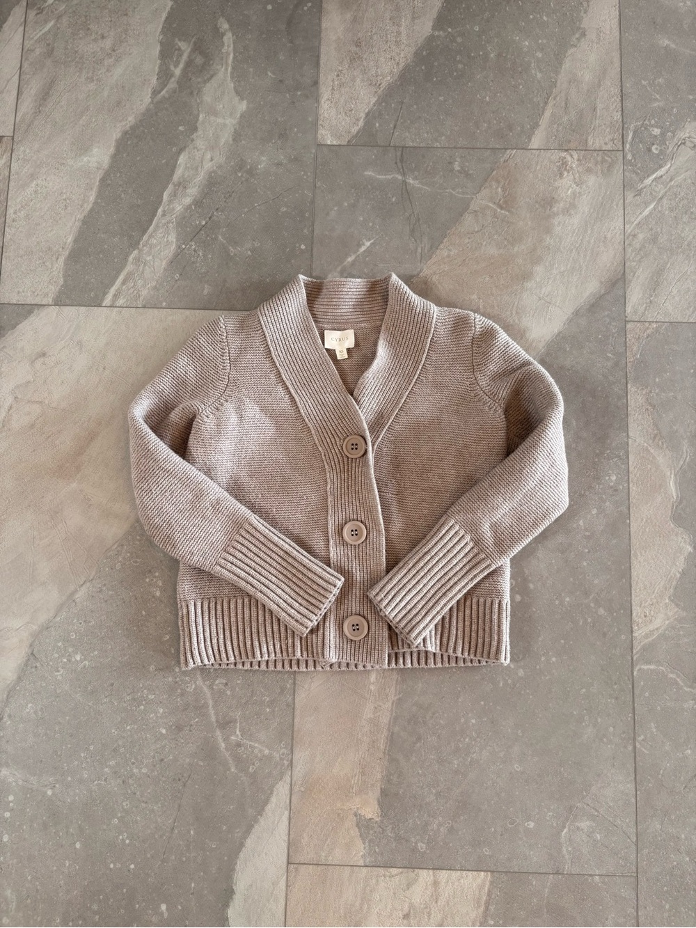 Cider Cream Cardigan with Blue Trim & Cider Taupe Knit Cardigan - Picture 3 of 6